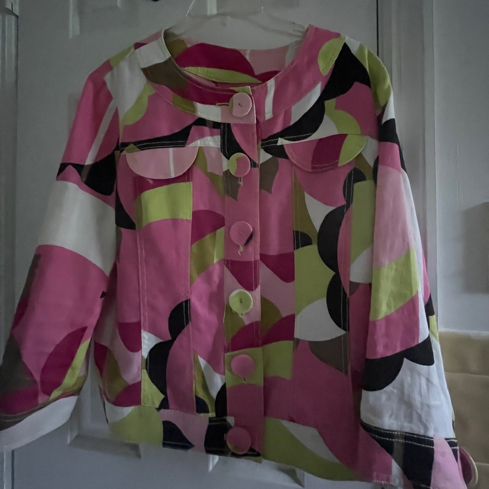 FOCUS Lifestyle Colorblock Linen Jacket-size 10